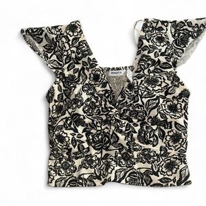Black and White Floral Crop Top